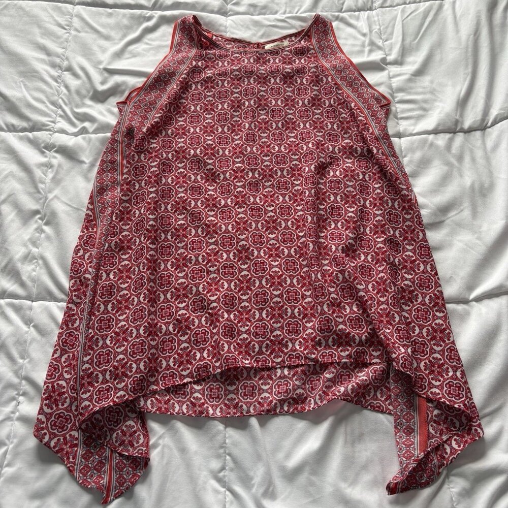 Womens Size Medium Red Tank Top Blouse Officechic Corpcore City Flowy Floral‎